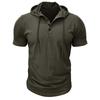 Men's Cross-border Henley Sport Hoodie: Short Sleeve Outdoor Running Fitness Top