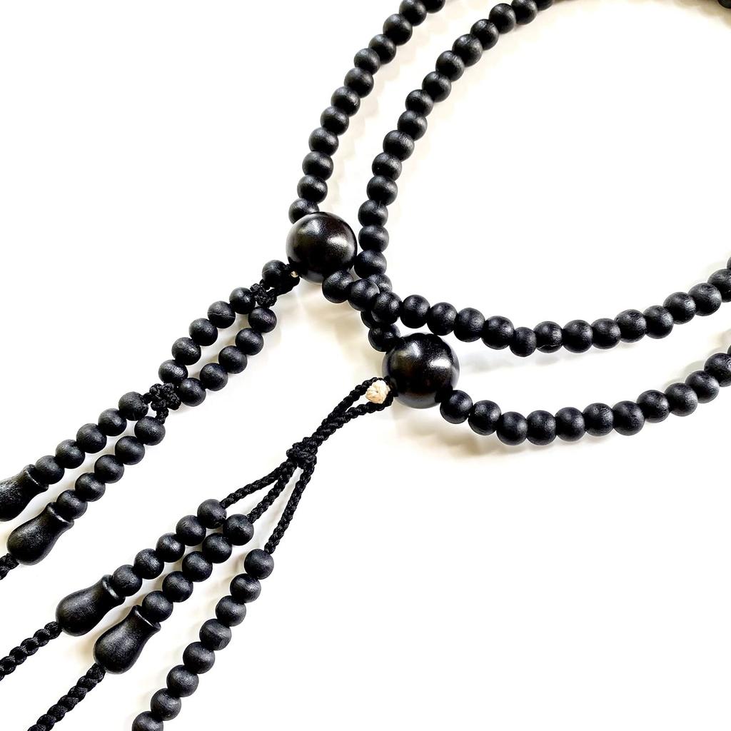 WONDERFUL LOTUS Myorenka Myorenka SGI Prayer Beads for International Soka Gakkai, Men's Wooden Prayer Beads, 2 Shaku (1.2m), Black Grasswood, Black