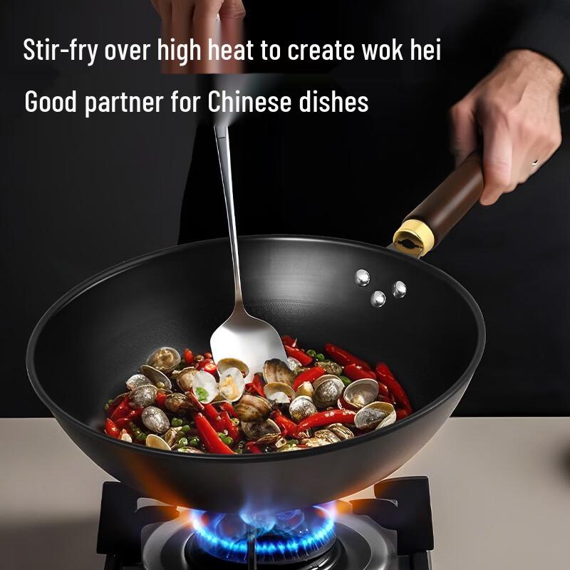 Chui Da Huang XT32CR 32cm Flat-Bottom Iron Wok