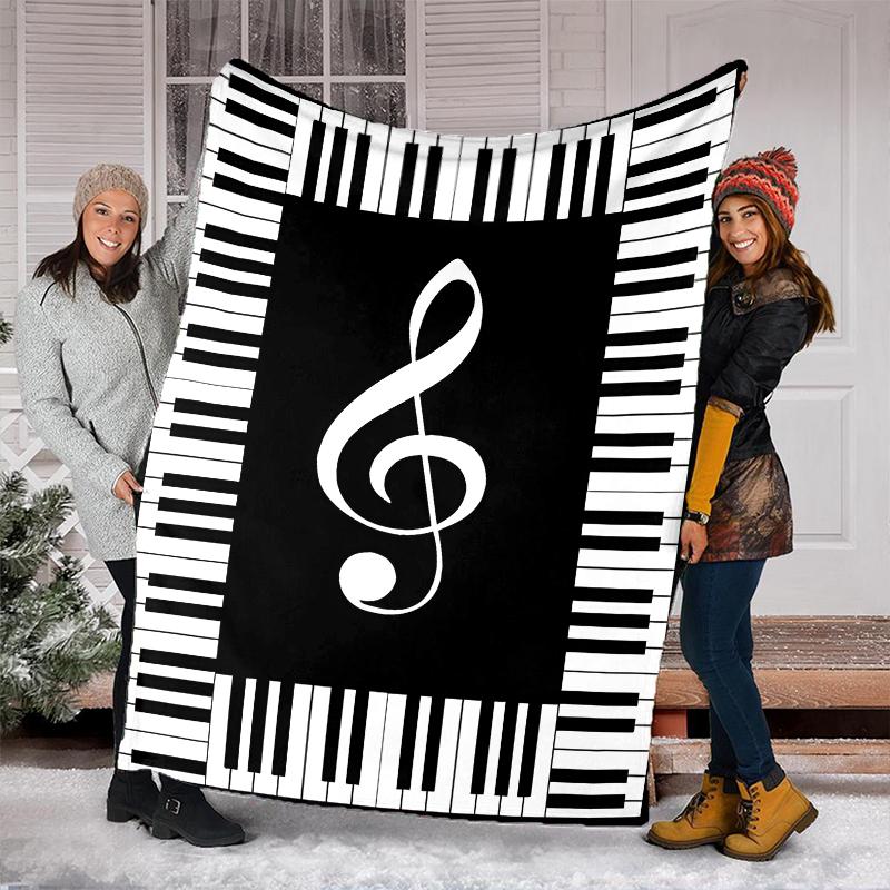 1PC Piano Keys Music Printed Blanket, All Season Lightweight Home Office Outdoor Nap Multifunctional Blanket A18