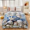 1Pc Coral Starfish Printed Flannel Blanket In Multiple Sizes, Soft And Comfortable, Suitable For Napping, Machine Washable