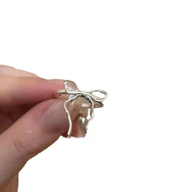 Bague ligne d'arc argentée femme été ins simple vent froid bague d'index ouverture bague réglable