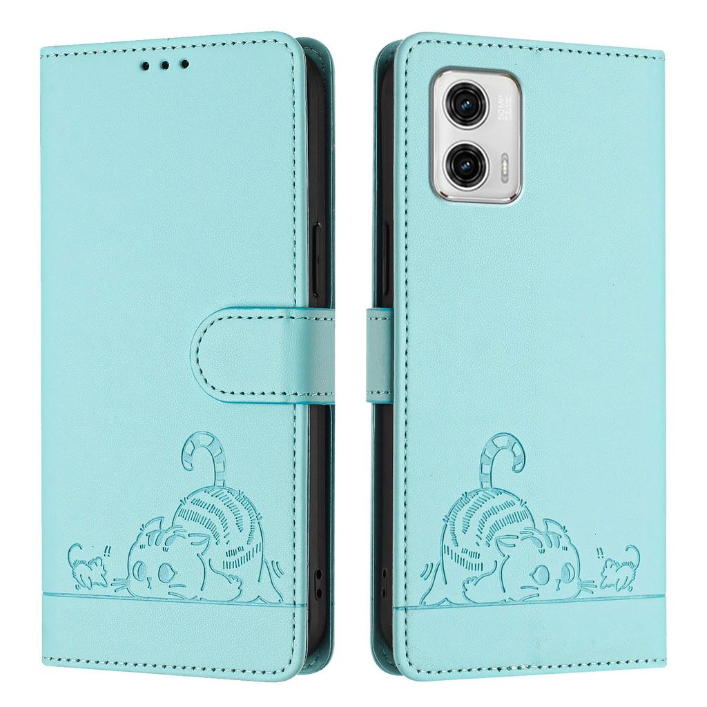 6-färgat PU-läder telefonplånboksfodral med katt-och-mus-mönster Fodral för Motorola Moto E13,E20,E30,E40,Moto G,Moto G Play,G04,G05,G13,G23,G53...