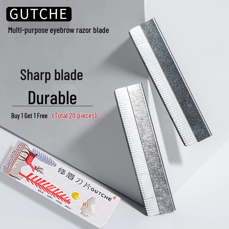Stainless Steel Eyebrow Razor Set with Holder, Blades & Comb