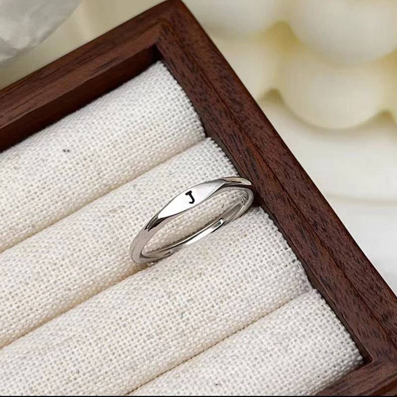 Aesthetic Wedding Tiny Initial Letter Rings Jewelry Gift Women Fashion Letter Finger Gift Stainless Steel Ring