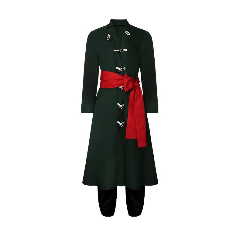 Roronoa Zoro Cosplay Anime Costume Uniform Green Coat Belt Pants Head Scarf Zoro Wig Uniforms Halloween Men Convention Clothes