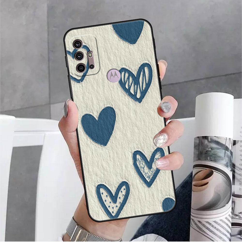 Case For Motorola G30 G60 G22 G9 Play G82 G52 G8 G9 G50 One Fusion Edge 20 Black Soft Phone Capas Flower Cute