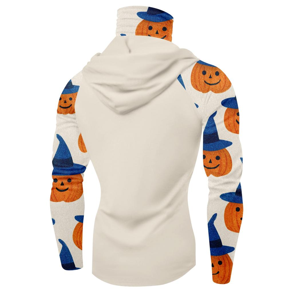 Men's Performance Fishing Raglan Halloween Prints Hoodie - UPF 50+ UV Long Sleeve Sun-protective Shirt With Mesh Visor