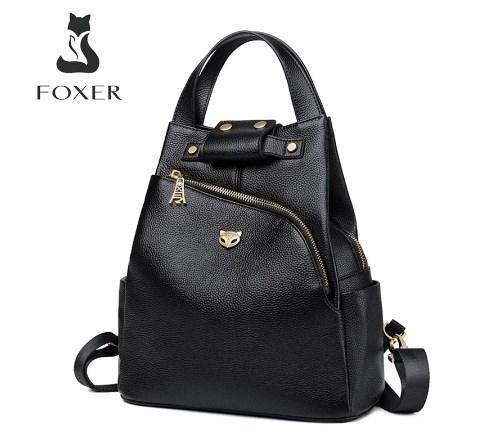 

FOXER Brand Women Style Backpack Female Genuine Leather + Microfiber Backpack Girl School Bag Fashion Travel Bag Chrismas Gift