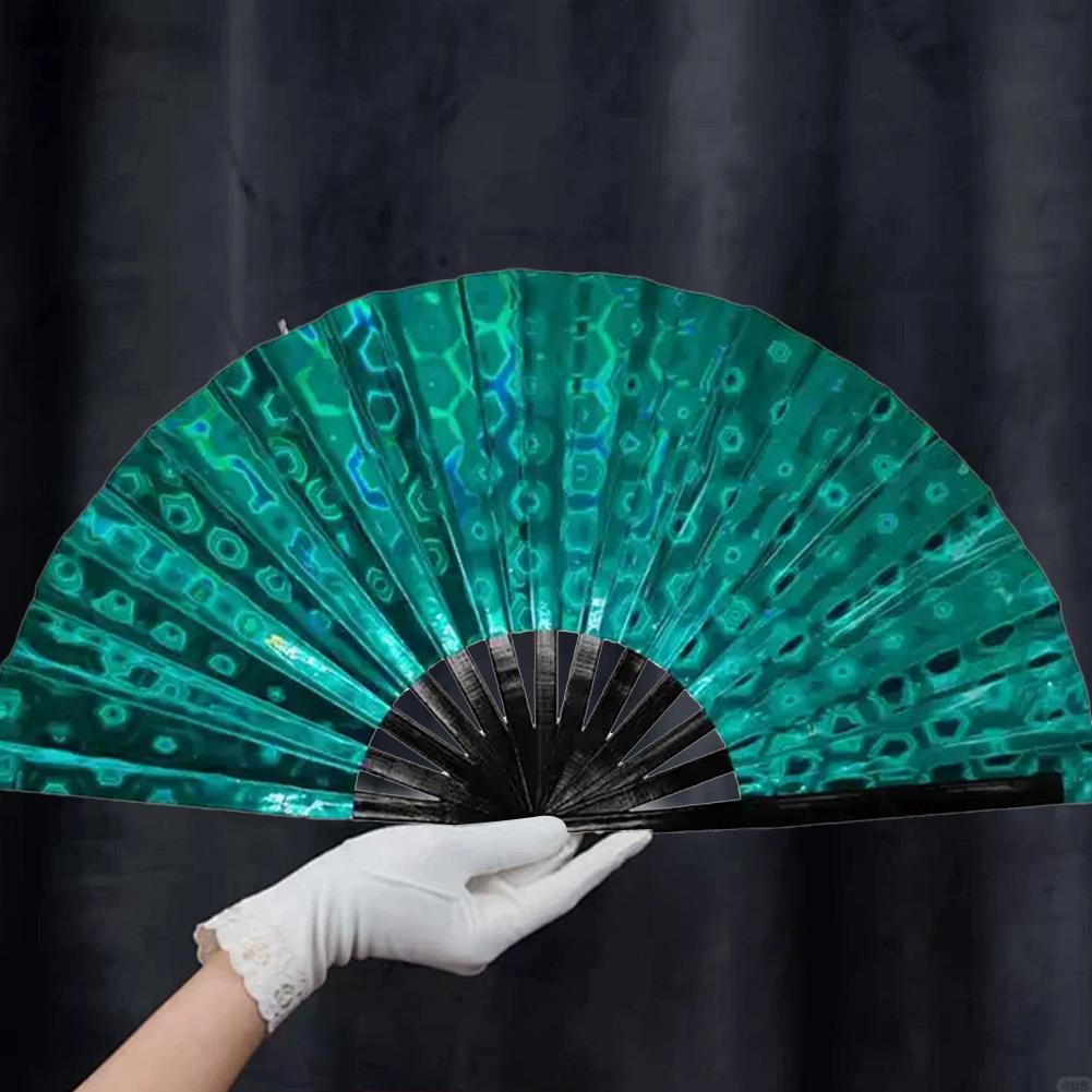 Laserfarben Hand Rave Fächer, Groß Holographisch Faltbar Deko Für Line Party Heim Fächer Party Disc D3C6