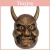 Stunning Mythical Face Mask For Halloween Decorations Resin Oni Head Design In Red White And Copper Shades