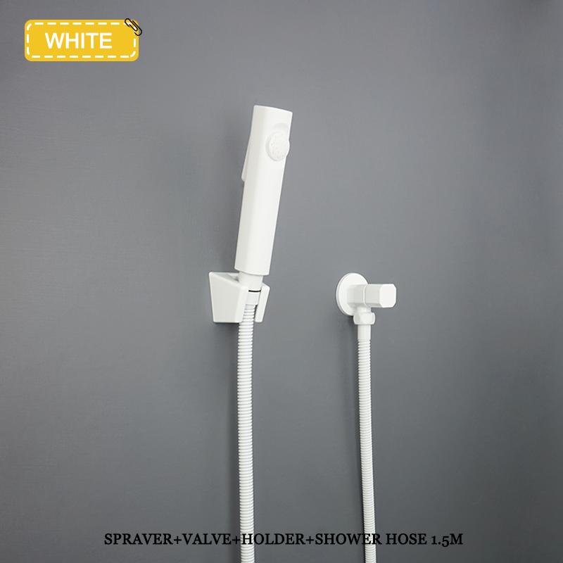 Set Bidet Portatile con Doccetta a Mano Montaggio a Parete Bianco Pistola a Spruzzo Doccia Portatile Rubinetto Risciacquo ad Alta Pressione Spruzzatore Accessori Bagno