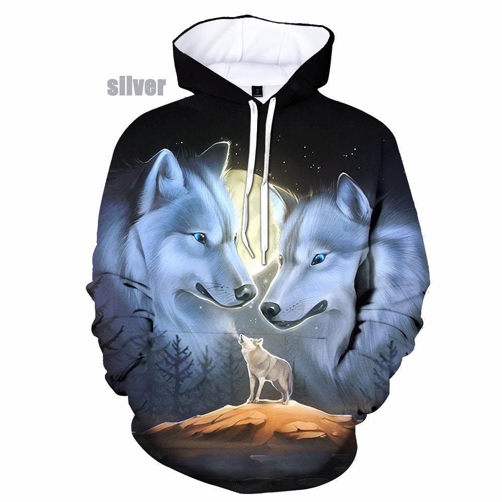 New Fashion Wolf Hoodies 3D Animal Wolf Printed Hoodie Casual Men Women Hooded Pullovers