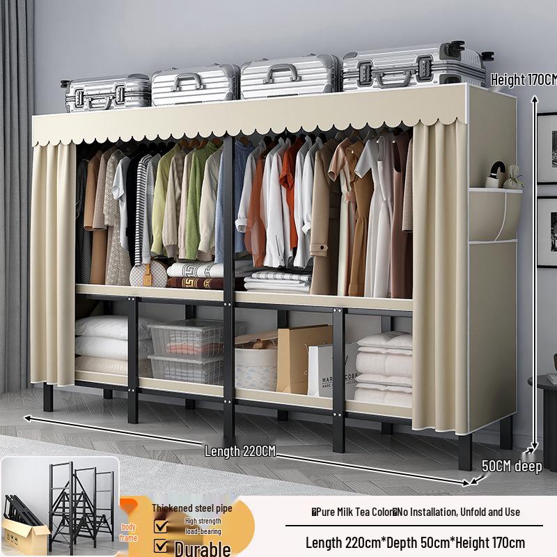 No-Assembly Wardrobe with Drawers: Foldable and Durable for Bedroom or Rental Room