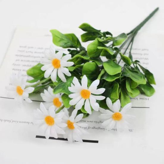 Artificial Flower Bouquet 7 Fork Realistic Fake Silk Flower Branch Home Office Indoor Outdoor Garden Faux Bloom Decoration