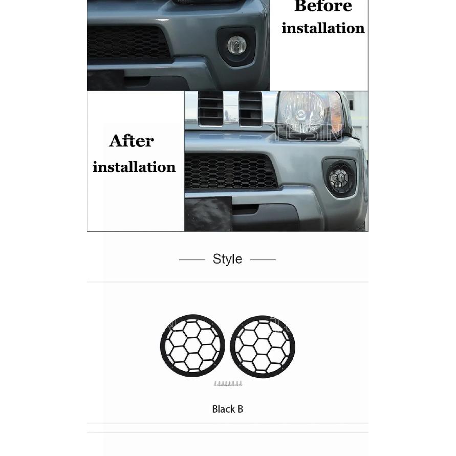 TESIN Car Front Fog Light Lamp Hoods Protector Cover For Suzuki Jimny 2012-2017 Foglight Decoration Guard Exterior Accessories
