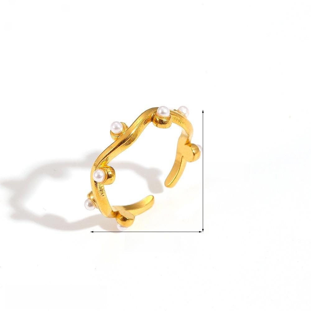 Style Geometric Stainless Steel Ring With Water Diamond Embedding For Women