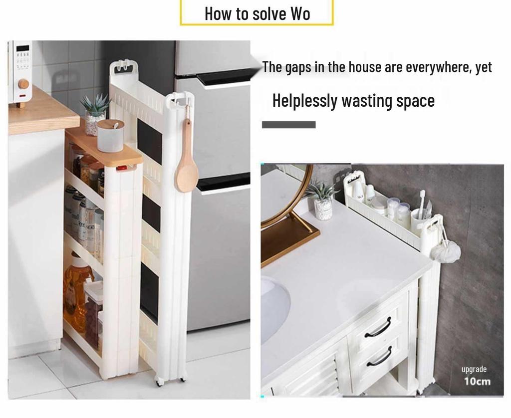 Ultra-Slim Gap Storage Rack for Kitchen, Bathroom, Fridge, Wall Corner, Bedside, and Living Room.