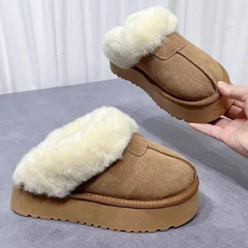 Fashion Comfort Slip-on Shoes for Women Keep Warm Snow Slippers Women Platform Casual Print Round Toe High Wedges Shoes Zapatos De Mujer