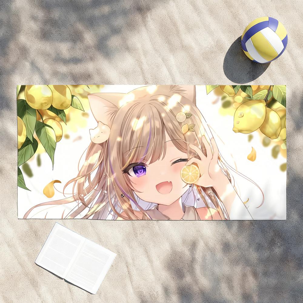 White Cat Girl Towel Shower Sauna Travel Spa Quick Dry Gym Accessories Soft Large Beach Towels
