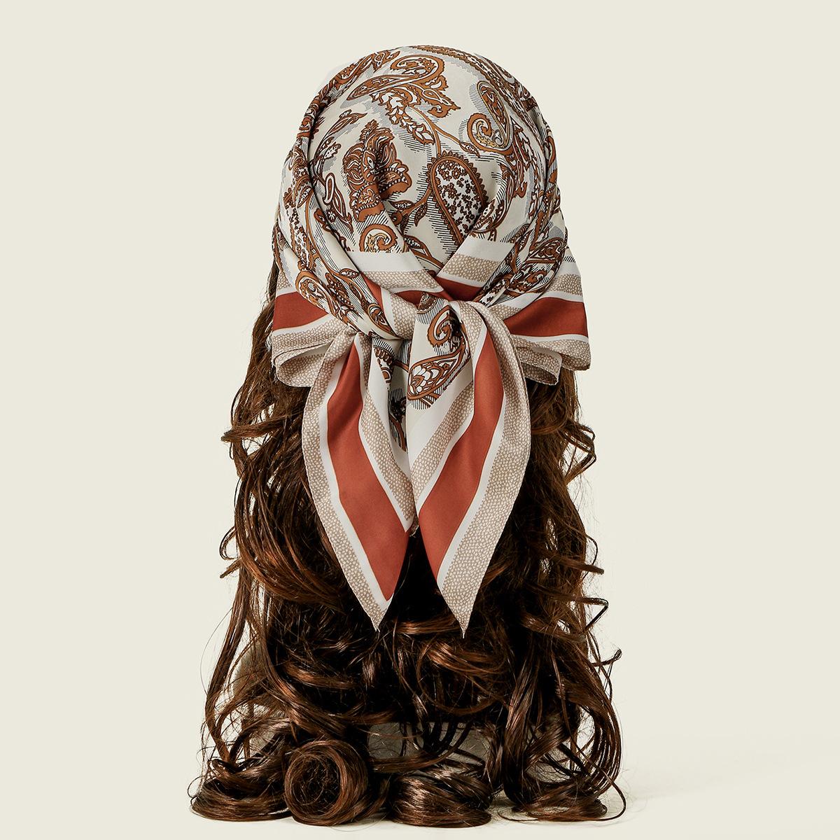 

New Paisley Printed Square Scarf Women Luxury Designers Scarf Fashion Headband Soft Satin Hair Band Handkerchief 90*90cm 90x90CM