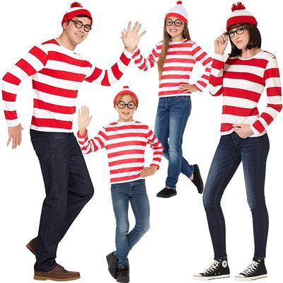 Kostým pre rodiča a dieťa Kde je Wally: Inteligentný cezhraničný cosplay na Halloween