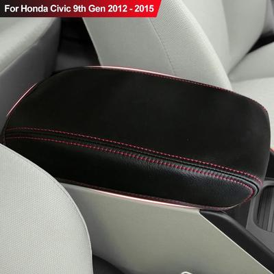 Pour Honda CIVIC 9ème Génération 2012 2013 2014 2015 Cuir Microfibre Couvercle de Boîte d'Accoudoir de Contrôle Central Accessoires Intérieurs Automobiles