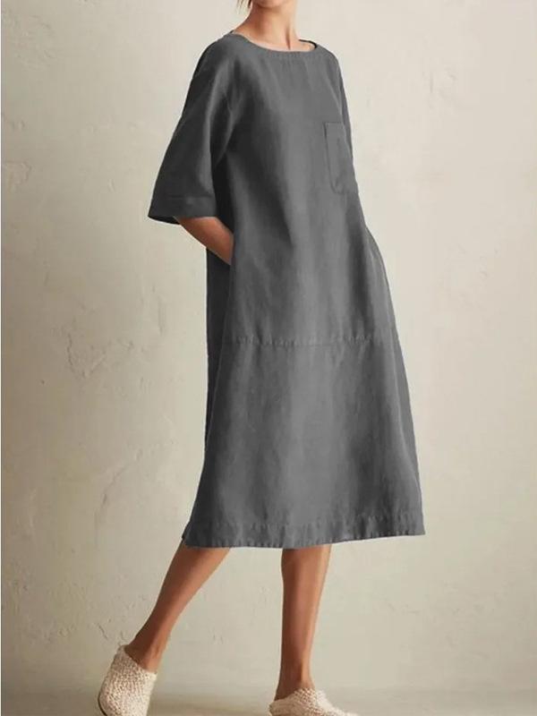 Stylish Summer Cotton-Linen Patchwork Mid-Length Skirt - Plus Size Women's Clothing