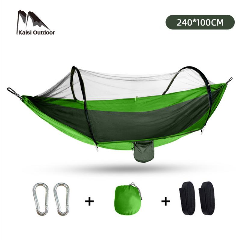 Vollautomatische Schnellöffnende Moskitonetz-Hängematte Outdoor Einzel- oder Doppelperson Nylon Campingstange Moskitonetz-Hängematte Anti-Moskito-Hängematte