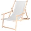 Chaise Longue Pliante En Bois Avec Accoudoirs - SPRINGOS - Transat De Jardin - Pliant - Adulte - Gris Clair