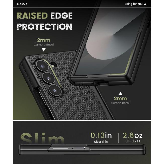 For Samsung Galaxy Z Fold 6 Case with Belt Clip & Screen Protector & Hinge Protection, Slim Fit Shockproof Durable Hard PC Cover Protective Rugged