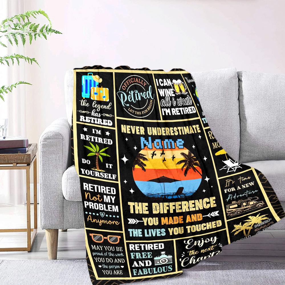 Retirement Celebration Embrace Freedom And Adventure Throw Blanket Text Warmthful Decor For Sofa Couch Office Bed Picnics Four Seasons Universal
