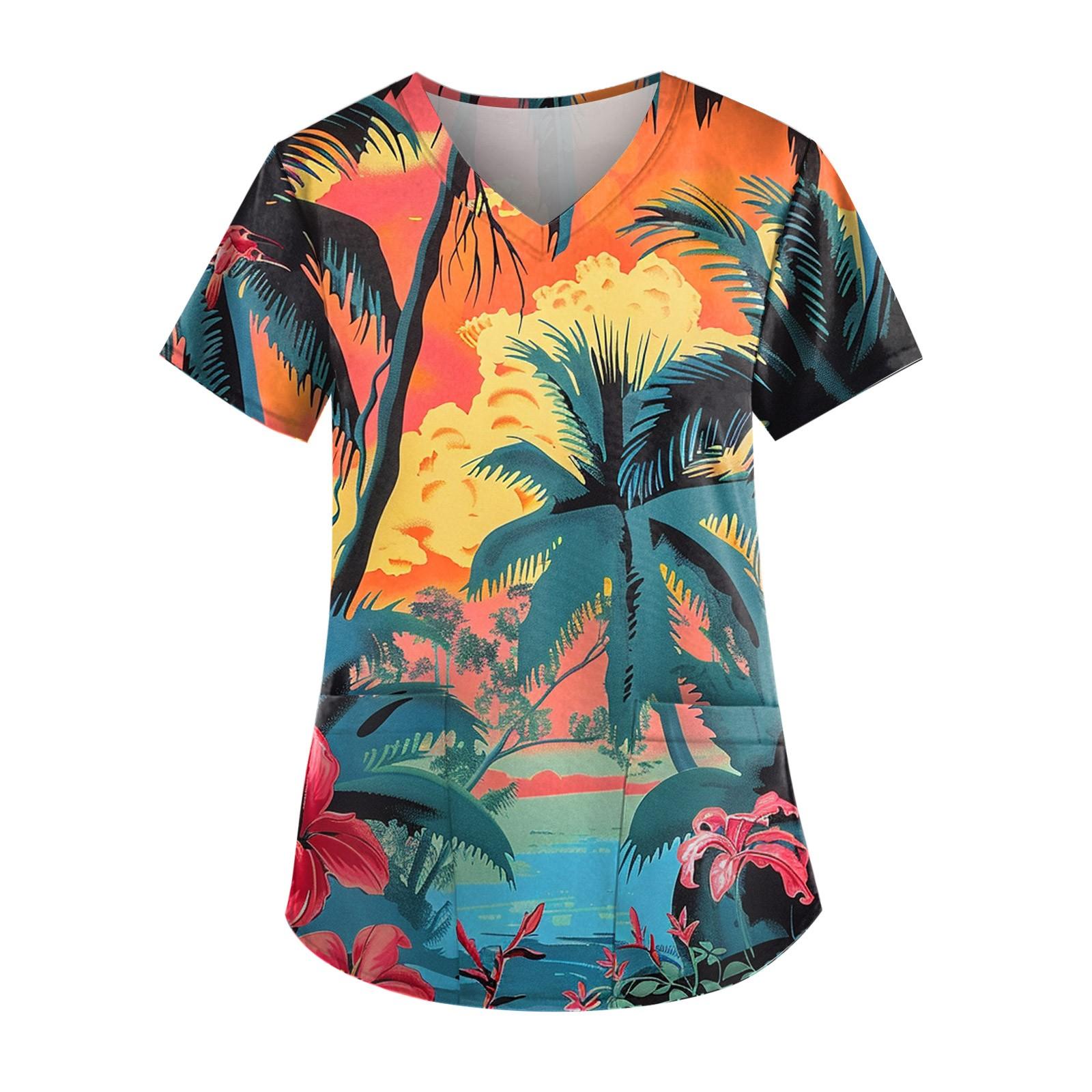 

Women s Fashion Casual Leaf Print Pattern Top XXXXL оранжевый