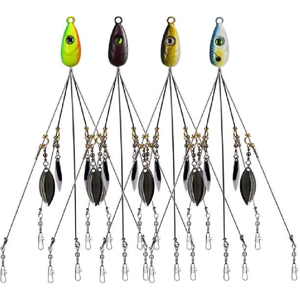4Pack Premium18g 5 Arm Alabama Rig Head Umbrella Fishing Group Lures Bass Swimming Baits(Multicolor)