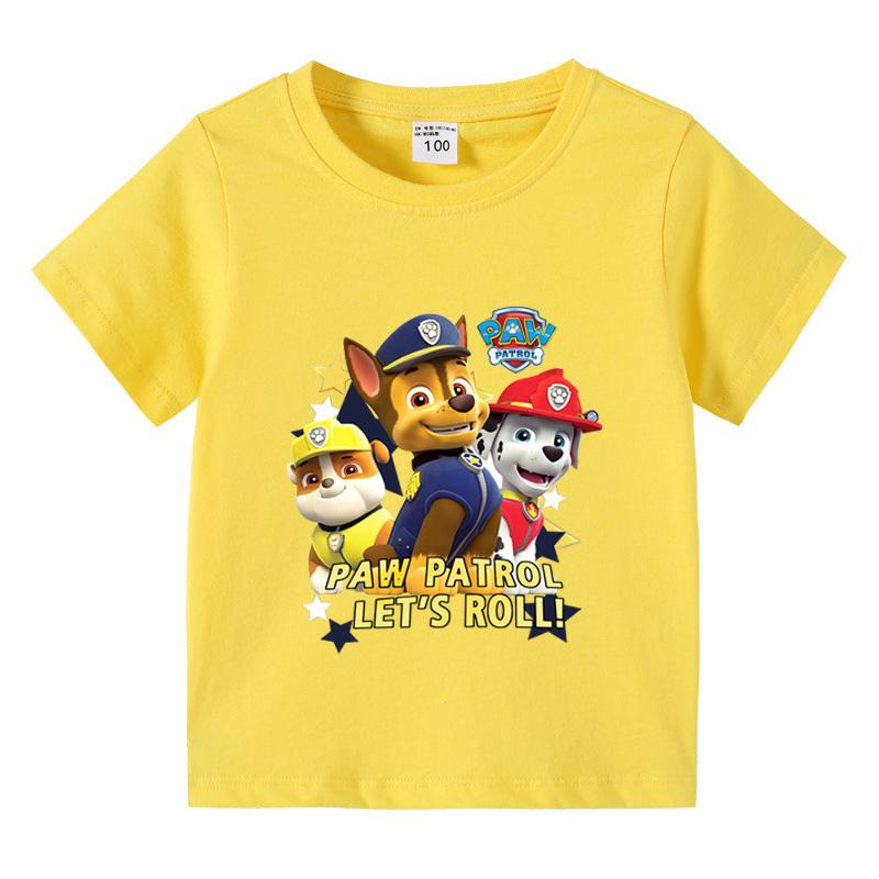 

Футболка MINISO Paw Patrol 2025 года, детская одежда из хлопка для детей от 4 до 134 лет, футболка с рисунком для мальчиков, новые летние детские топы с круглым вырезом для девочек, футболка с коротким рукавом 110