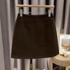 Women's Korean-Style Gray Wool A-line High-Waisted Slim Short Skirt - 2025 Autumn/Winter Collection