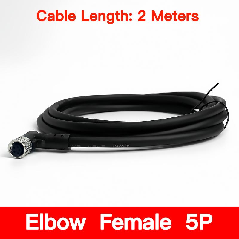 2Meters M8 Sensor Connector Male & Female, 3/4/5/6/8 Pin Waterproof Cable Plug, Integrated Injection Molding for Industrial Use