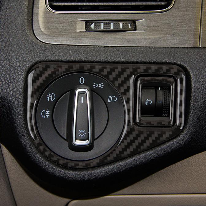 Compatible Carbon Fiber Interior Accessories for VW Golf 7: Console, Gear Shift, Cup Holder, A/C, Navigation Decor.
