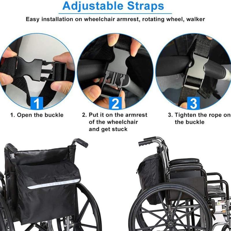 Outdoor Wheelchair Rear Bag Reflective Tape Waterproof Storage Bag Water Bottle Storage Bag Accessories Suitable For Wheelchairs
