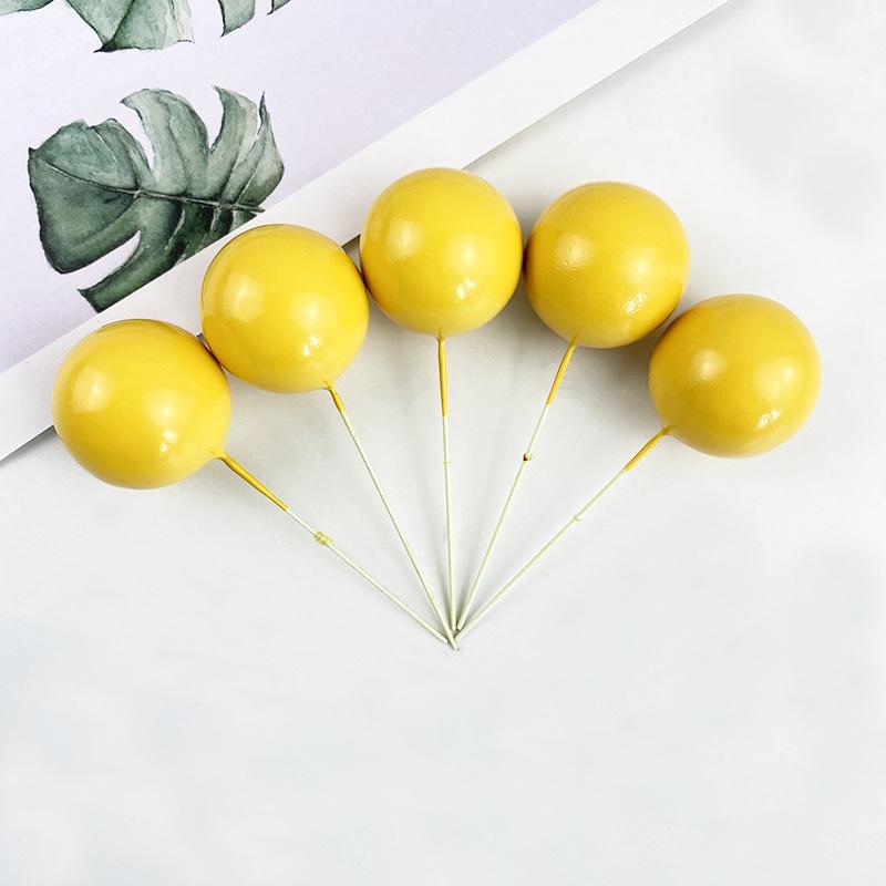 Sada zlatých kuličkových dekorací na dort - 10 kusů: Pěnová koule Narozeninová pekařská zapichovátka a doplňky na dezertní stůl