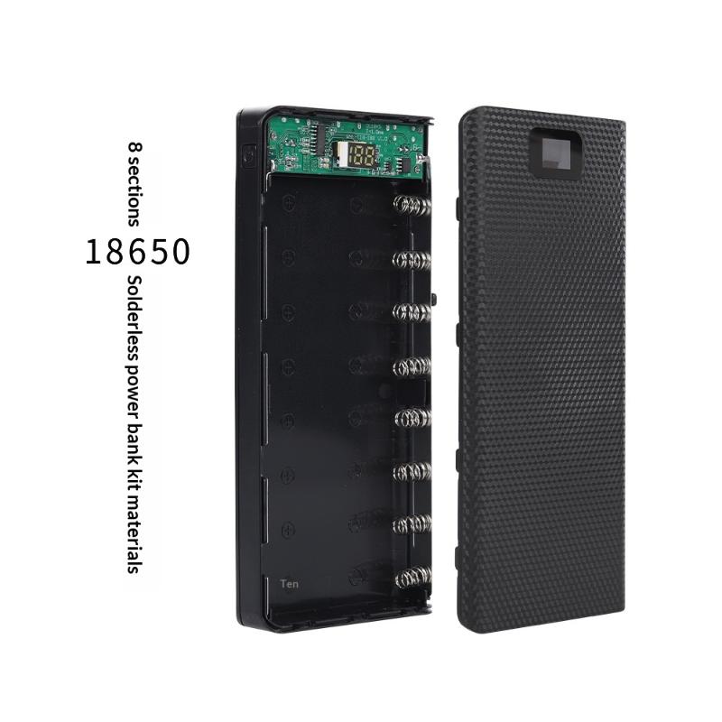 Diy 8*18650 Battery Power Bank Case Charge Storage Box 5V Dual Usb Type C Battery Holder Box Pd Qc3.0 Fast Charge For Phone