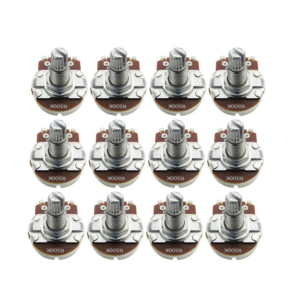 

FLEOR 12pcs Long Split Shaft Electric Guitar Potentiometers Pots Volume Tone Control Pots A250K B250K A500K B500K Optional