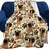 Ultra-Soft Pug & Dog Paw Print Flannel Throw Blanket - Perfect for Couch, Bed, Office, and Travel - Ideal Gift for Pet Lovers -