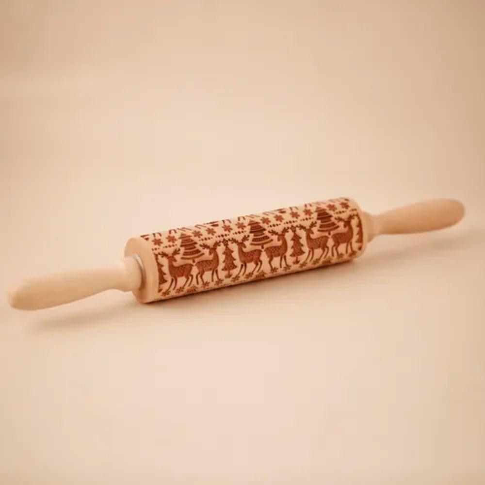 Laser Engraved Embossing Rolling Pin Christmas Style Pattern Printing Rolling Pin Cookies