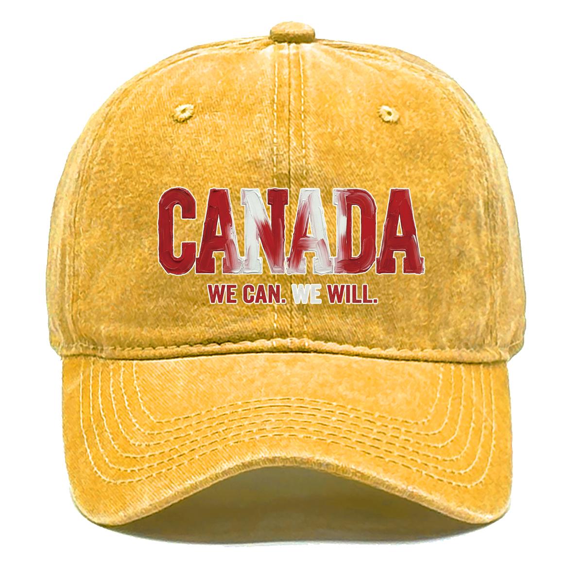 

CANADA WE CAN WE WILL Flag Printed Sun Hat , Adjustable Baseball Cap Curved Brim Headwear Vintage Trendy Sun Hat as the picture жовтий