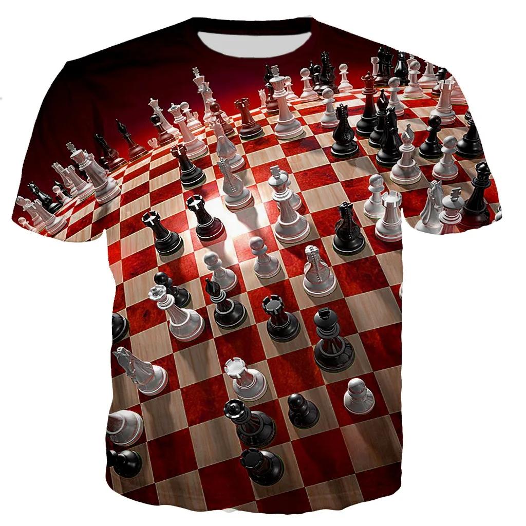New Design Chess Graphics T-shirt Summer Leisure Fashion Men T-Shirts 3D Print Hip Hop Tees Round Neck Short Sleeve Street Tops