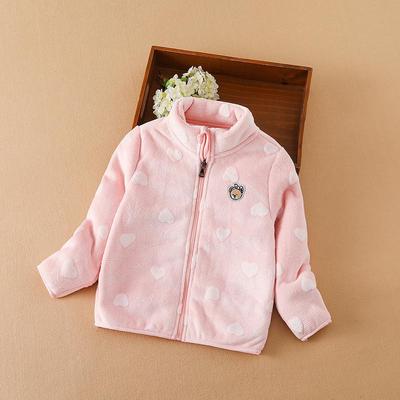 Giacca in pile da ragazza Autunno Inverno Zip up Cappotti caldi leggeri Abbigliamento da esterno carino a maniche lunghe per bambini