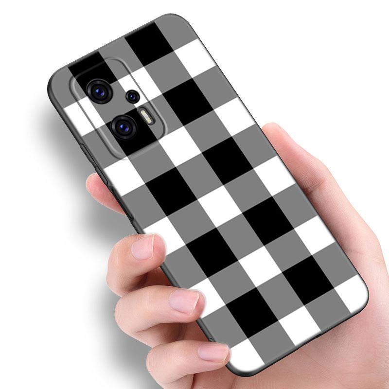 Czarne Białe Kraciaste Zebra Etui na Telefon Dla Xiaomi POCO F2 F3 M2 M3 M4 X3 X4 Pro NFC F4 GT 5G F1 X2 C3 C31 C40 M5S TPU Czarny Pokrowiec