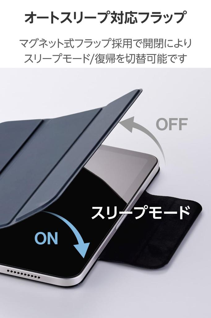 Elecom IPad mini Pro und mini Hülle Leicht und mit Magnetischem Zwei Einstellbare Winkel Stifthalter und Auto Marineblau (A17 2024) (6. Generation) Abdeckung,