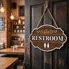 Wooden Wall Art Sign Wreath Circle Decorative Plaque Cute Bathroom Sign Plate  Toilet